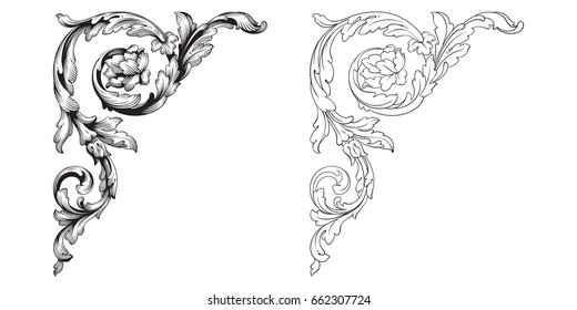 Baroque vector set of vintage elements for design. Decorative design element filigree calligraphy vector. You can use for wedding decoration of greeting card and laser cutting.