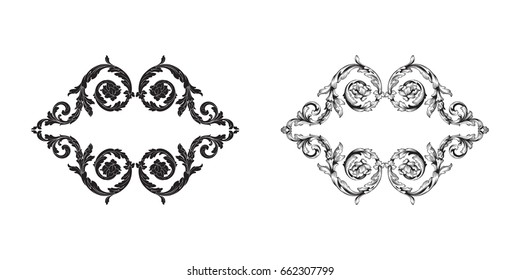 Baroque vector set of vintage elements for design. Decorative design element filigree calligraphy vector. You can use for wedding decoration of greeting card and laser cutting.