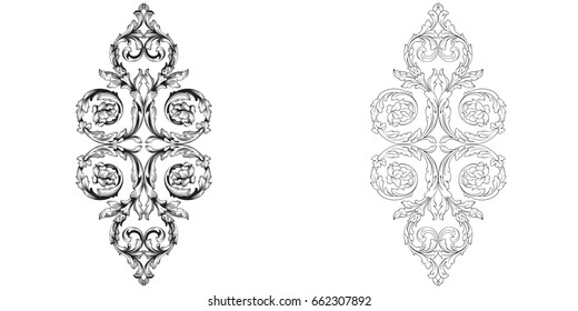Baroque vector set of vintage elements for design. Decorative design element filigree calligraphy vector. You can use for wedding decoration of greeting card and laser cutting.