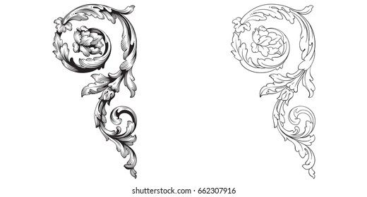 Baroque vector set of vintage elements for design. Decorative design element filigree calligraphy vector. You can use for wedding decoration of greeting card and laser cutting.