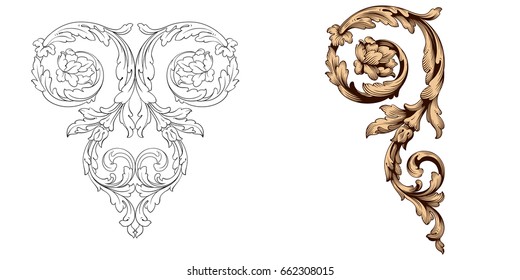 Baroque vector set of vintage elements for design. Decorative design element filigree calligraphy vector. You can use for wedding decoration of greeting card and laser cutting.