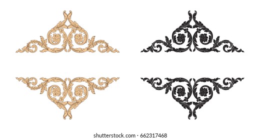 Baroque vector set of vintage elements for design. Decorative design element filigree calligraphy vector. You can use for wedding decoration of greeting card and laser cutting.