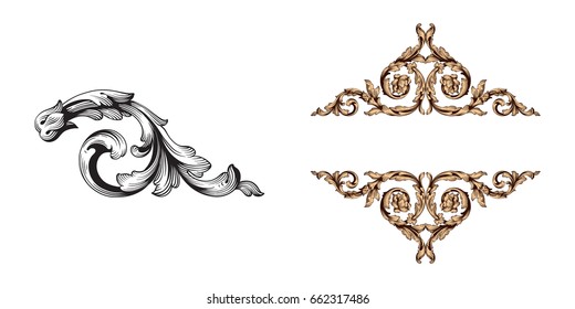 Baroque vector set of vintage elements for design. Decorative design element filigree calligraphy vector. You can use for wedding decoration of greeting card and laser cutting.