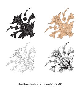 Baroque vector set of vintage elements for design. Decorative design element filigree calligraphy vector. You can use for wedding decoration of greeting card and laser cutting.