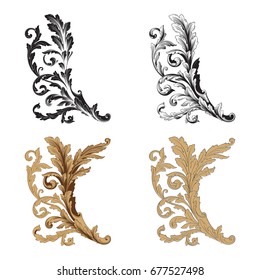 Baroque vector set of vintage elements for design. Decorative design element filigree calligraphy vector. You can use for wedding decoration of greeting card and laser cutting.