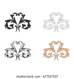 Baroque vector set of vintage elements for design. Decorative design element filigree calligraphy vector. You can use for wedding decoration of greeting card and laser cutting.