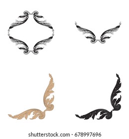 Baroque vector set of vintage elements for design. Decorative design element filigree calligraphy vector. You can use for wedding decoration of greeting card and laser cutting.