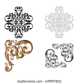 Baroque vector set of vintage elements for design. Decorative design element filigree calligraphy vector. You can use for wedding decoration of greeting card and laser cutting.