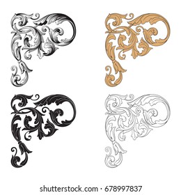 Baroque vector set of vintage elements for design. Decorative design element filigree calligraphy vector. You can use for wedding decoration of greeting card and laser cutting.