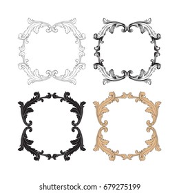 Baroque vector set of vintage elements for design. Decorative design element filigree calligraphy vector. You can use for wedding decoration of greeting card and laser cutting.