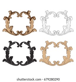 Baroque vector set of vintage elements for design. Decorative design element filigree calligraphy vector. You can use for wedding decoration of greeting card and laser cutting.