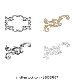 Baroque vector set of vintage elements for design. Decorative design element filigree calligraphy vector. You can use for wedding decoration of greeting card and laser cutting.