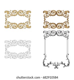 Baroque vector set of vintage elements for design. Decorative design element filigree calligraphy vector. You can use for wedding decoration of greeting card and laser cutting.