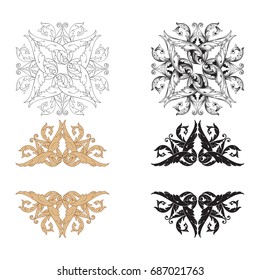 Baroque vector set of vintage elements for design. Decorative design element filigree calligraphy vector. You can use for wedding decoration of greeting card and laser cutting.