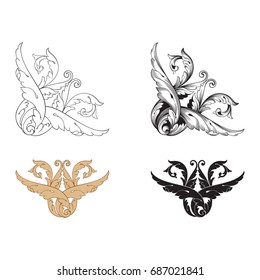 Baroque vector set of vintage elements for design. Decorative design element filigree calligraphy vector. You can use for wedding decoration of greeting card and laser cutting.