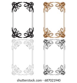 Baroque vector set of vintage elements for design. Decorative design element filigree calligraphy vector. You can use for wedding decoration of greeting card and laser cutting.