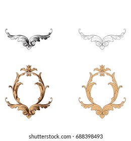 Baroque vector set of vintage elements for design. Decorative design element filigree calligraphy vector. You can use for wedding decoration of greeting card and laser cutting.