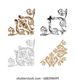 Baroque vector set of vintage elements for design. Decorative design element filigree calligraphy vector. You can use for wedding decoration of greeting card and laser cutting.
