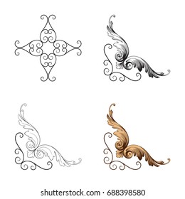Baroque vector set of vintage elements for design. Decorative design element filigree calligraphy vector. You can use for wedding decoration of greeting card and laser cutting.