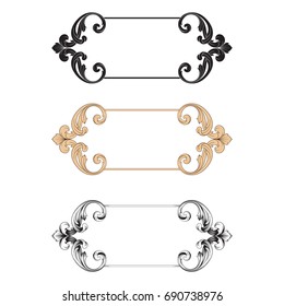 Baroque vector set of vintage elements for design. Decorative design element filigree calligraphy vector. You can use for wedding decoration of greeting card and laser cutting.