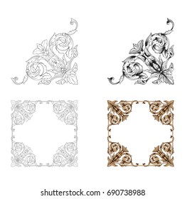 Baroque vector set of vintage elements for design. Decorative design element filigree calligraphy vector. You can use for wedding decoration of greeting card and laser cutting.