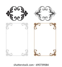 Baroque vector set of vintage elements for design. Decorative design element filigree calligraphy vector. You can use for wedding decoration of greeting card and laser cutting.