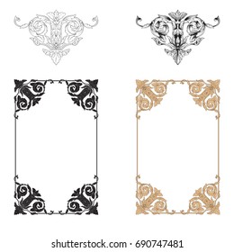 Baroque vector set of vintage elements for design. Decorative design element filigree calligraphy vector. You can use for wedding decoration of greeting card and laser cutting.