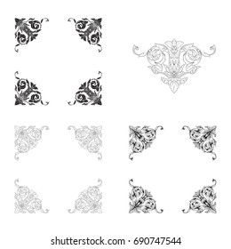 Baroque vector set of vintage elements for design. Decorative design element filigree calligraphy vector. You can use for wedding decoration of greeting card and laser cutting.