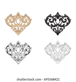 Baroque vector set of vintage elements for design. Decorative design element filigree calligraphy vector. You can use for wedding decoration of greeting card and laser cutting.