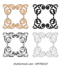 Baroque vector set of vintage elements for design. Decorative design element filigree calligraphy vector. You can use for wedding decoration of greeting card and laser cutting.