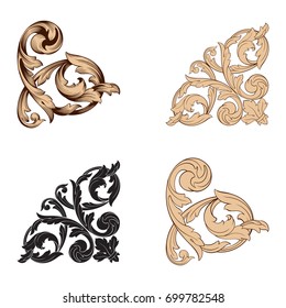 Baroque vector set of vintage elements for design. Decorative design element filigree calligraphy vector. You can use for wedding decoration of greeting card and laser cutting.