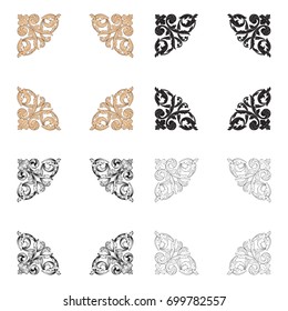 Baroque vector set of vintage elements for design. Decorative design element filigree calligraphy vector. You can use for wedding decoration of greeting card and laser cutting.