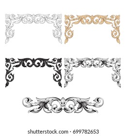 Baroque vector set of vintage elements for design. Decorative design element filigree calligraphy vector. You can use for wedding decoration of greeting card and laser cutting.