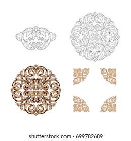 Baroque vector set of vintage elements for design. Decorative design element filigree calligraphy vector. You can use for wedding decoration of greeting card and laser cutting.