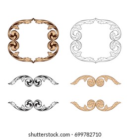Baroque vector set of vintage elements for design. Decorative design element filigree calligraphy vector. You can use for wedding decoration of greeting card and laser cutting.