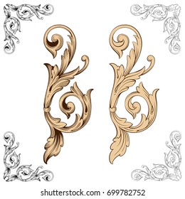 Baroque vector set of vintage elements for design. Decorative design element filigree calligraphy vector. You can use for wedding decoration of greeting card and laser cutting.