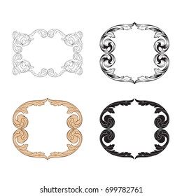 Baroque vector set of vintage elements for design. Decorative design element filigree calligraphy vector. You can use for wedding decoration of greeting card and laser cutting.