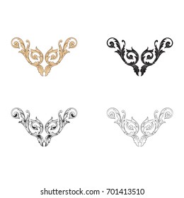 Baroque vector set of vintage elements for design. Decorative design element filigree calligraphy vector. You can use for wedding decoration of greeting card and laser cutting.