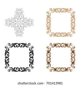 Baroque vector set of vintage elements for design. Decorative design element filigree calligraphy vector. You can use for wedding decoration of greeting card and laser cutting.