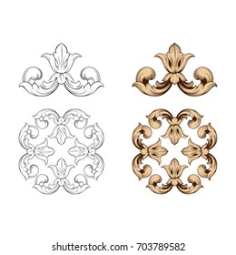 Baroque vector set of vintage elements for design. Decorative design element filigree calligraphy vector. You can use for wedding decoration of greeting card and laser cutting.