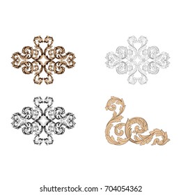 Baroque vector set of vintage elements for design. Decorative design element filigree calligraphy vector. You can use for wedding decoration of greeting card and laser cutting.