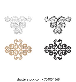 Baroque vector set of vintage elements for design. Decorative design element filigree calligraphy vector. You can use for wedding decoration of greeting card and laser cutting.