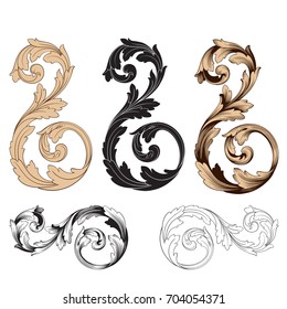 Baroque vector set of vintage elements for design. Decorative design element filigree calligraphy vector. You can use for wedding decoration of greeting card and laser cutting.