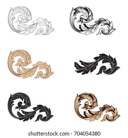 Baroque vector set of vintage elements for design. Decorative design element filigree calligraphy vector. You can use for wedding decoration of greeting card and laser cutting.