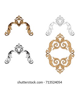 Baroque vector set of vintage elements for design. Decorative design element filigree calligraphy vector. You can use for wedding decoration of greeting card and laser cutting.