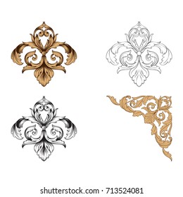 Baroque vector set of vintage elements for design. Decorative design element filigree calligraphy vector. You can use for wedding decoration of greeting card and laser cutting.