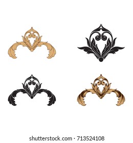 Baroque vector set of vintage elements for design. Decorative design element filigree calligraphy vector. You can use for wedding decoration of greeting card and laser cutting.