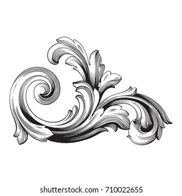 Baroque vector of vintage element for design. Decorative design element filigree calligraphy vector. You can use for wedding decoration of greeting card and laser cutting.