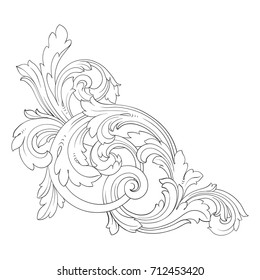 Baroque vector of vintage element for design. Decorative design element filigree calligraphy vector. You can use for wedding decoration of greeting card and laser cutting.