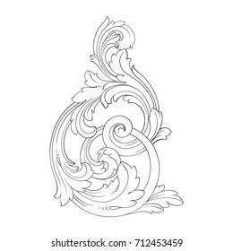 Baroque vector of vintage element for design. Decorative design element filigree calligraphy vector. You can use for wedding decoration of greeting card and laser cutting.